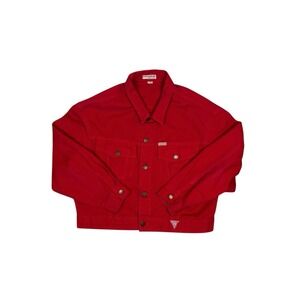 1980s Red Georges Marciano Guess Denim Trucker Jacket XL USA
